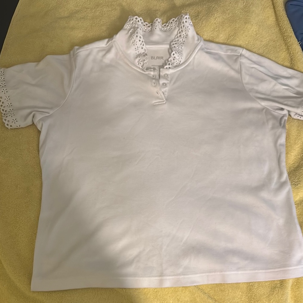 Blair White Lace Trim Polo Shirt